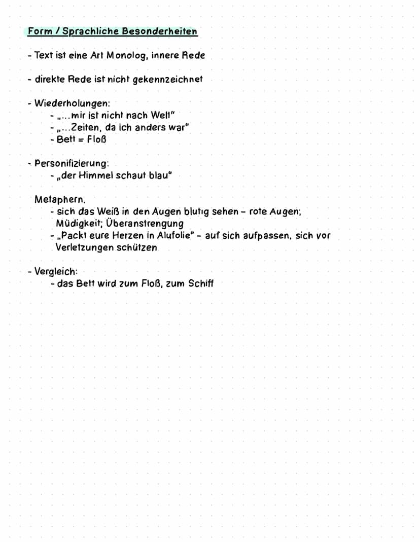 Einleitung
Analyse "AM MANCHEN TAGEN"
Die Kurzgeschichte ,,An manchen Tagen" von Nadja Einzmann, geschrieben im
Jahre 2001, handelt von eine