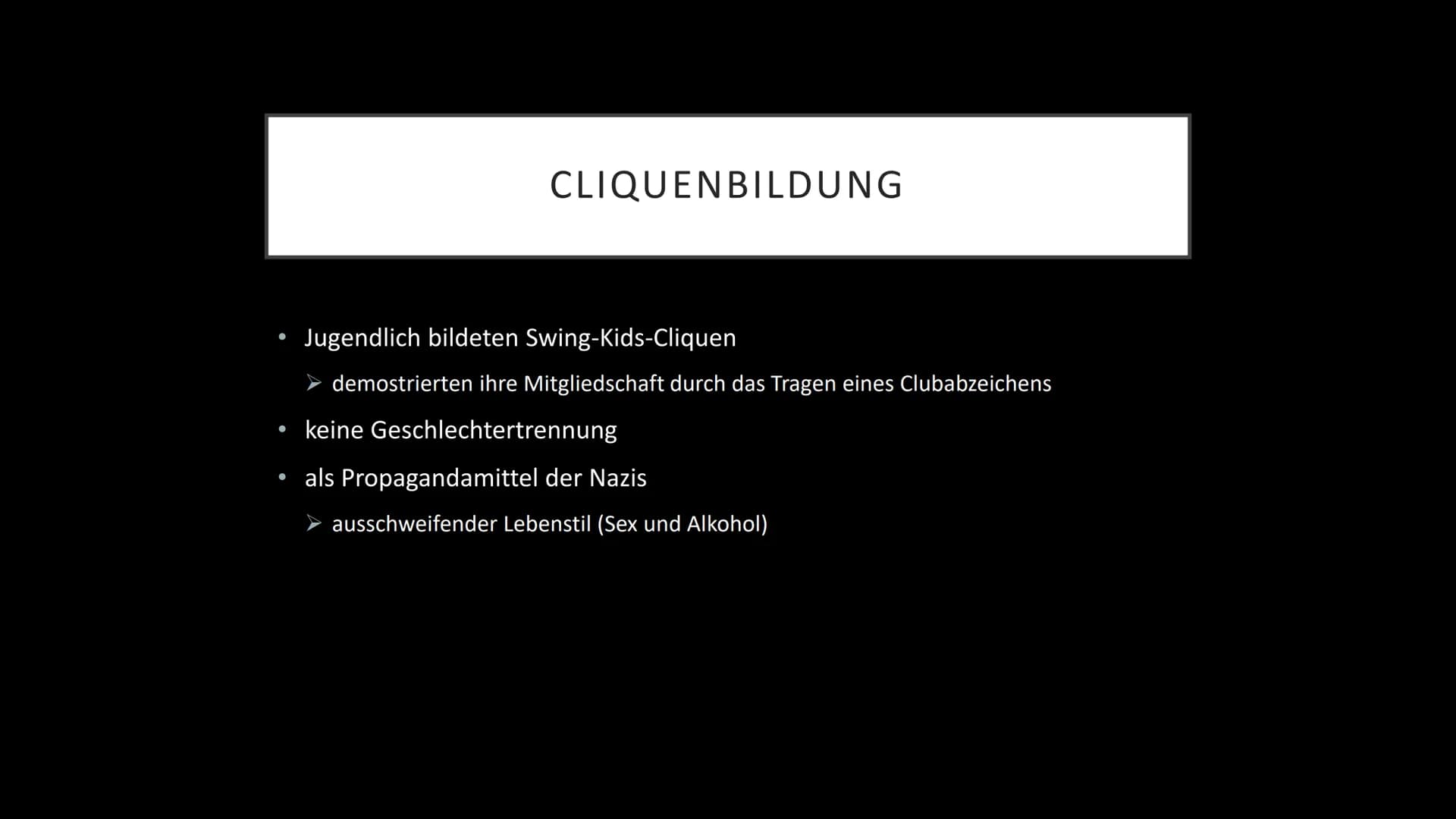 DIE SWING-JUGEND
Referat von Hannah Steinhauer und Chiara Blum Treffpunkte und Lebensstil
• Cliquenbildung
●
●
●
Sprachliche Eigenheiten
Die