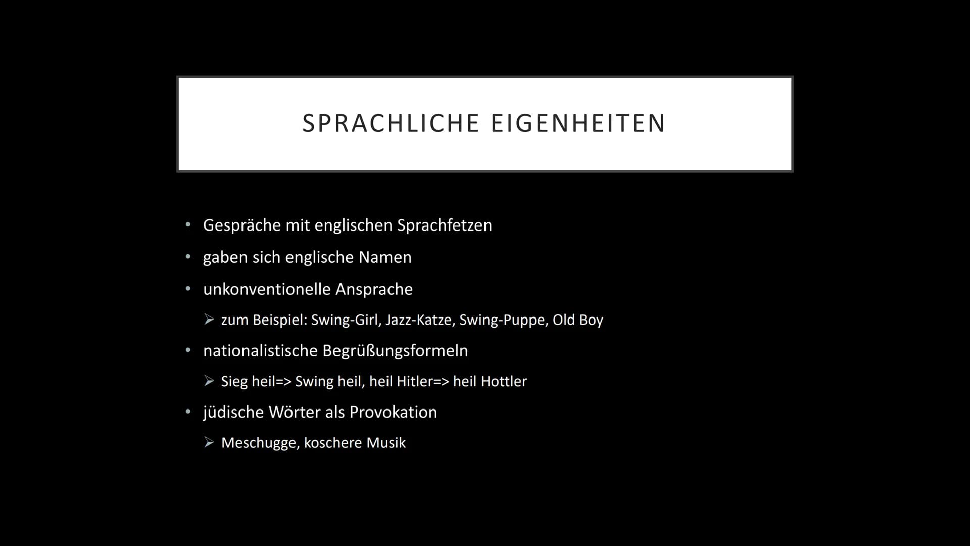 DIE SWING-JUGEND
Referat von Hannah Steinhauer und Chiara Blum Treffpunkte und Lebensstil
• Cliquenbildung
●
●
●
Sprachliche Eigenheiten
Die