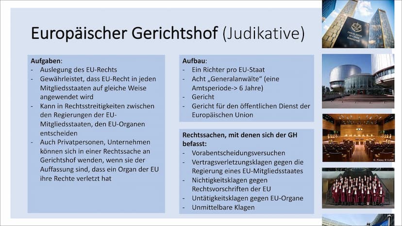 politische Institutionen
der EU Gliederung
• Europäisches Parlament
●
• Europäischer Rat
●
• Rat der Europäischen Union
Europäischer Gericht