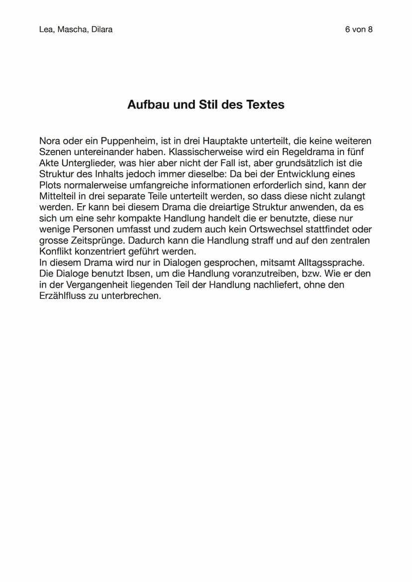 Lea, Mascha, Dilara
Henrik Ibsen, Nora - ein Puppenhaus
Jahresfacharbeit
Von
1 von 8
Lea, Dilara und Mascha
11.1 Lea, Mascha, Dilara
Inhalts
