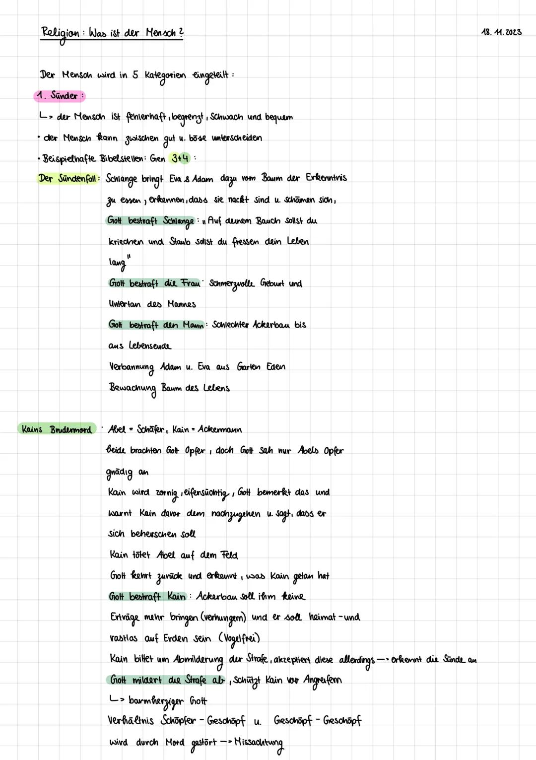 : Was ist der Mensch ?
Religion:
Der Mensch wird in 5 Kategorien eingeteilt:
1. Sunder:
L> der Mensch ist fehlerhaft, begrenzt, Schwach und 