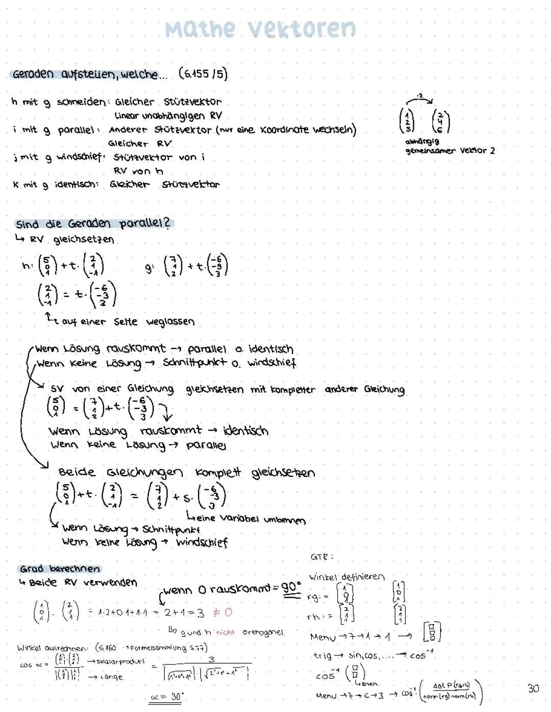 Mathe Vektoren Lernzetteln 2023