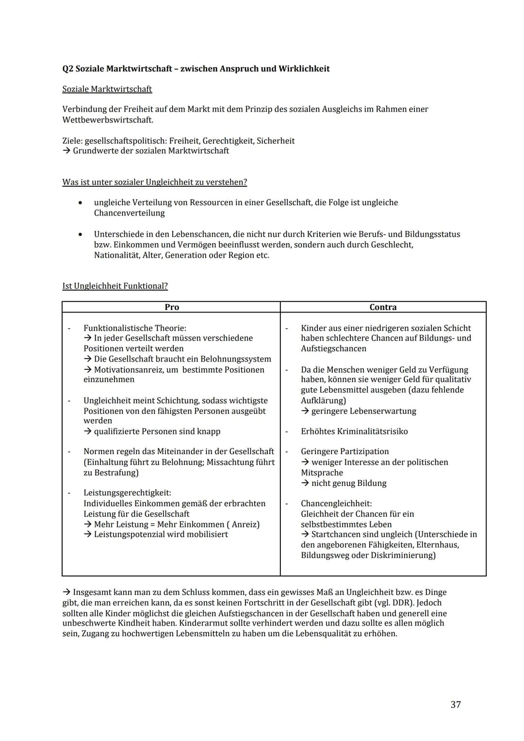 Q2 Soziale Marktwirtschaft - zwischen Anspruch und Wirklichkeit
Soziale Marktwirtschaft
Verbindung der Freiheit auf dem Markt mit dem Prinzi