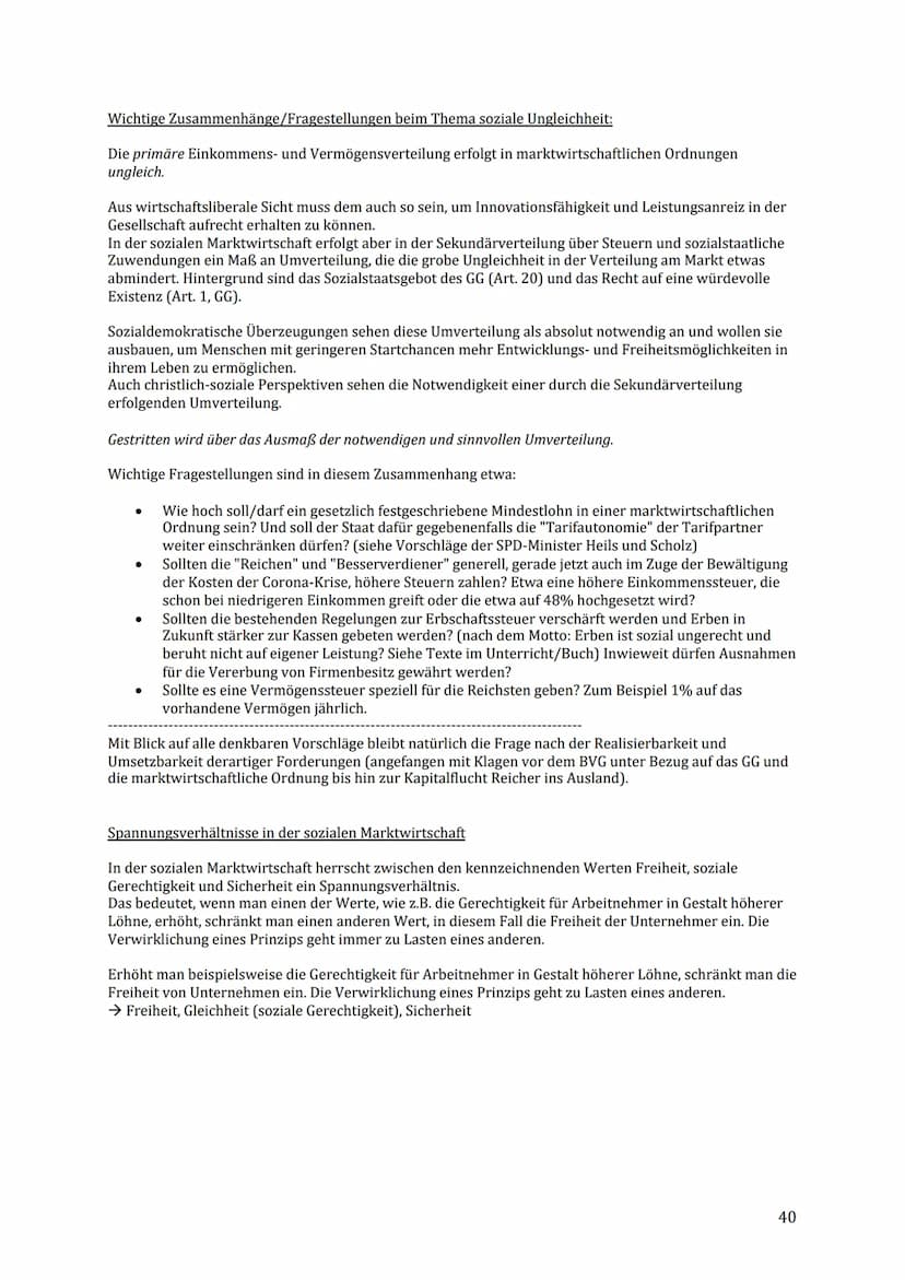 Q2 Soziale Marktwirtschaft - zwischen Anspruch und Wirklichkeit
Soziale Marktwirtschaft
Verbindung der Freiheit auf dem Markt mit dem Prinzi