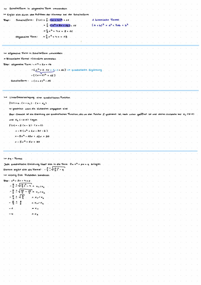 4. Verschiedene Formen
↳ Scheitelform
Streckungs-/
Stauchungs-
faktor
Aus der Scheikelform kann man den Scheitelpunkt
f(x) = a (x + 63² +
↑
