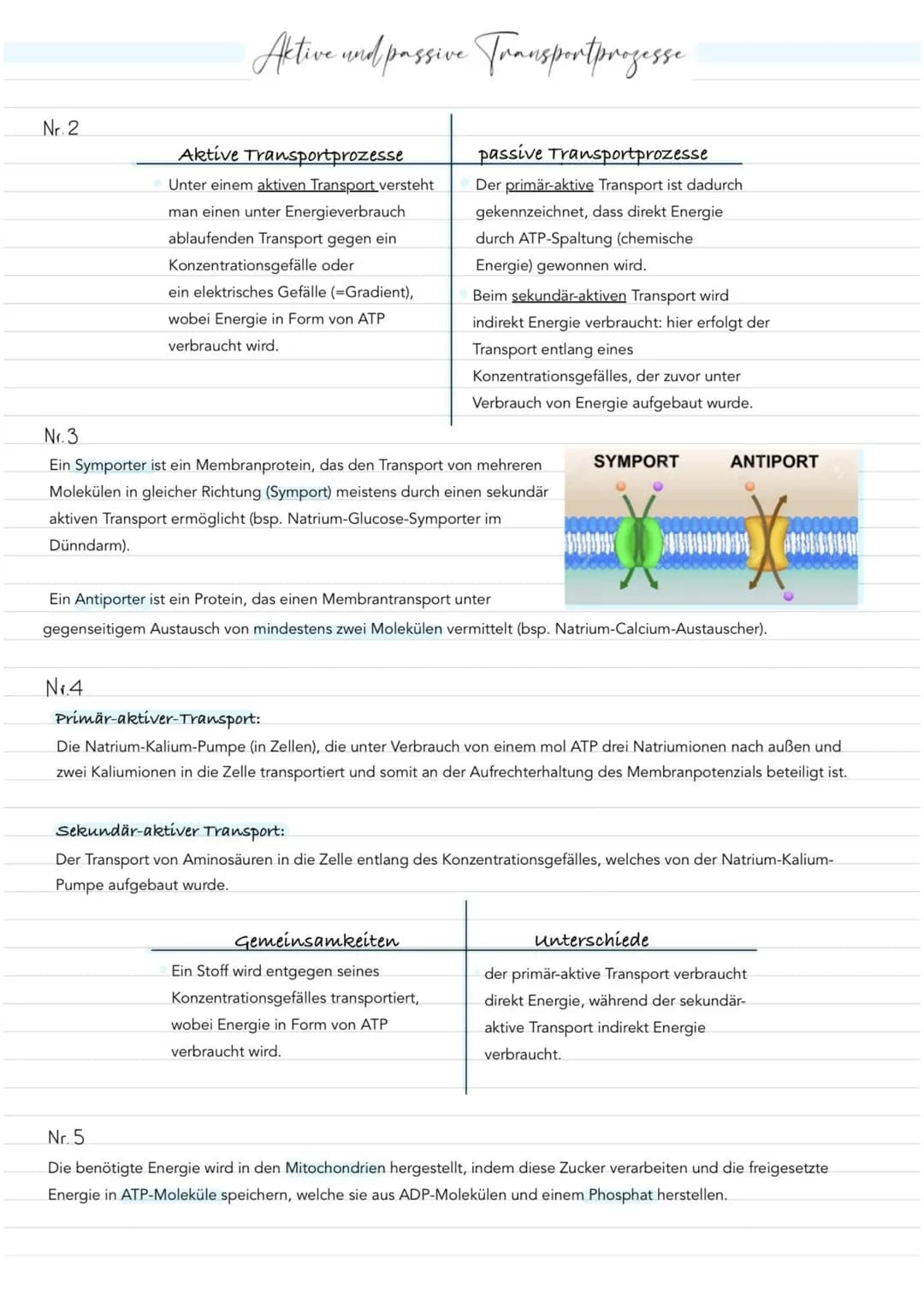 Nr. 2
Aktive und passive Transportprozesse
Aktive Transportprozesse
Unter einem aktiven Transport versteht
man einen unter Energieverbrauch
