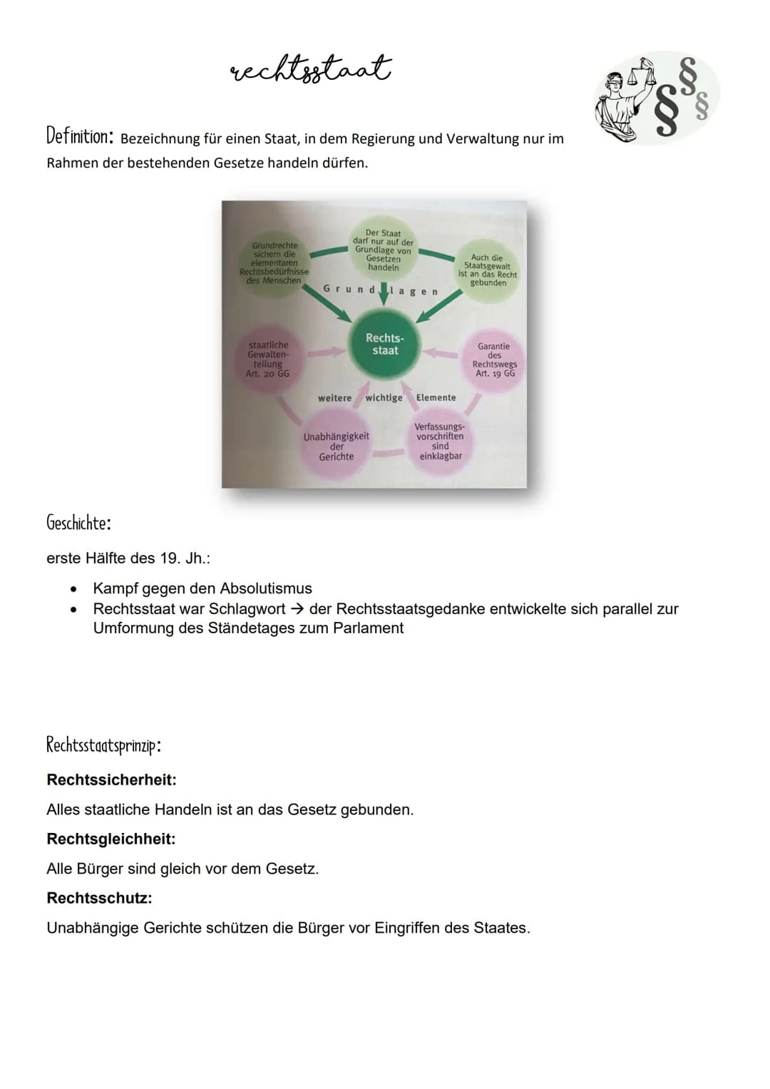 Definition: Bezeichnung für einen Staat, in dem Regierung und Verwaltung nur im
Rahmen der bestehenden Gesetze handeln dürfen.
Geschichte:
e