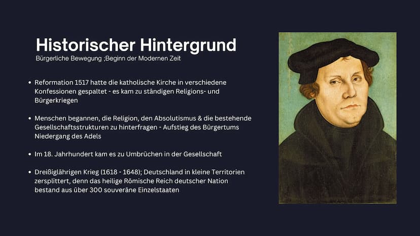Sina
10AXIMAA
Ialo!
10.0
Die Aufklärung
Die Epoche der Vernunft (1720-1800)
URT Gliederung
Historischer Hintergrund
Welt- und Menschenbild
T
