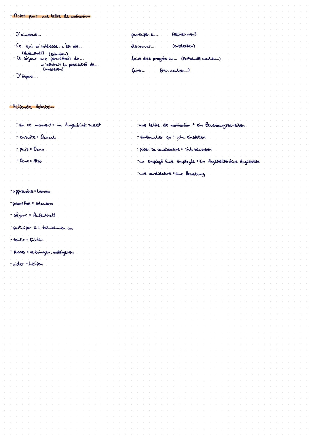 Bewerbungsschreiben
- lettre de motivation
le coordonées (eigene Kontaktdaten).
l'adresse du destinataire
(Empfänger, Adressat)
l'objet de l