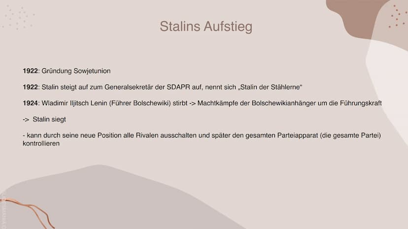 DESMANIA.C
66
,,Schluss mit der
Wer mehr
Gleichmacherei.
arbeitet, soll auch besser leben." SLIDESMANIA.CO
Russland unter Stalin
und die Sow