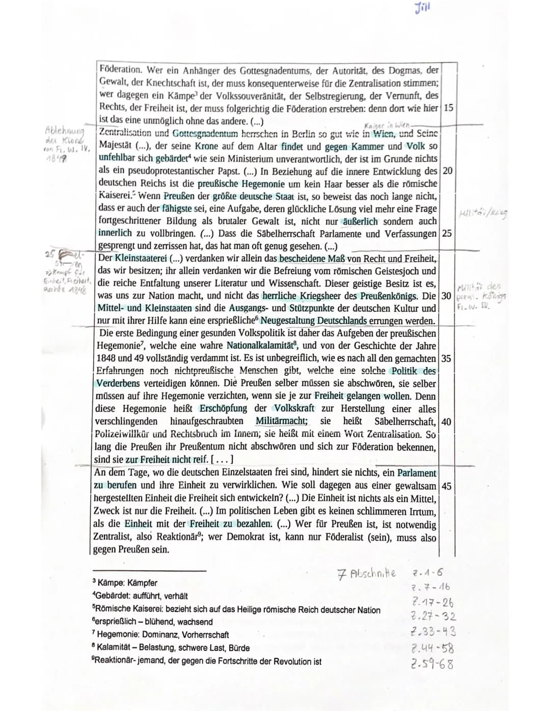 D
Geschichte LK Q1
Wertvor-
stellung von
Bishach
Klausur Nr.2
Auf dem Weg zum Nationalstaat:
Zentralisation oder Föderation¹
Jill
Quelle: Au