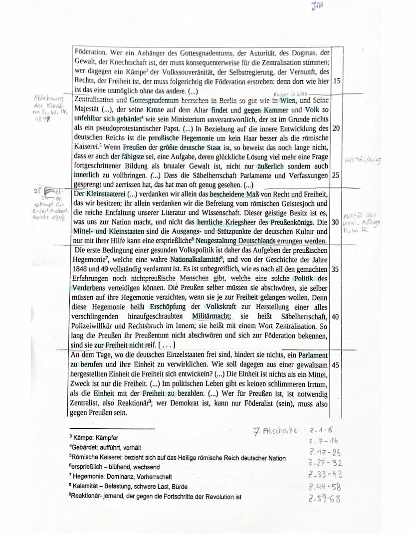 D
Geschichte LK Q1
Wertvor-
stellung von
Bishach
Klausur Nr.2
Auf dem Weg zum Nationalstaat:
Zentralisation oder Föderation¹
Jill
Quelle: Au