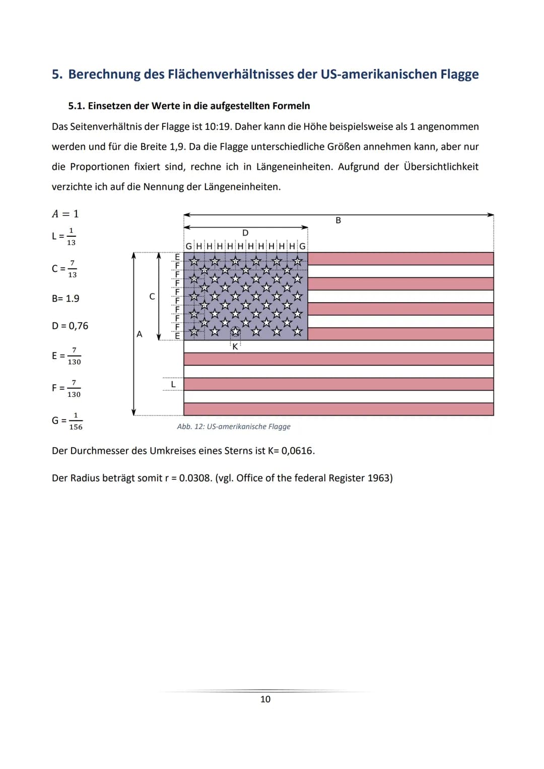 The Star-Spangled Banner
Die Berechnung des Farbverhältnisses der US-amerikanischen Flagge
unter besonderer Berücksichtigung des Pentagramms