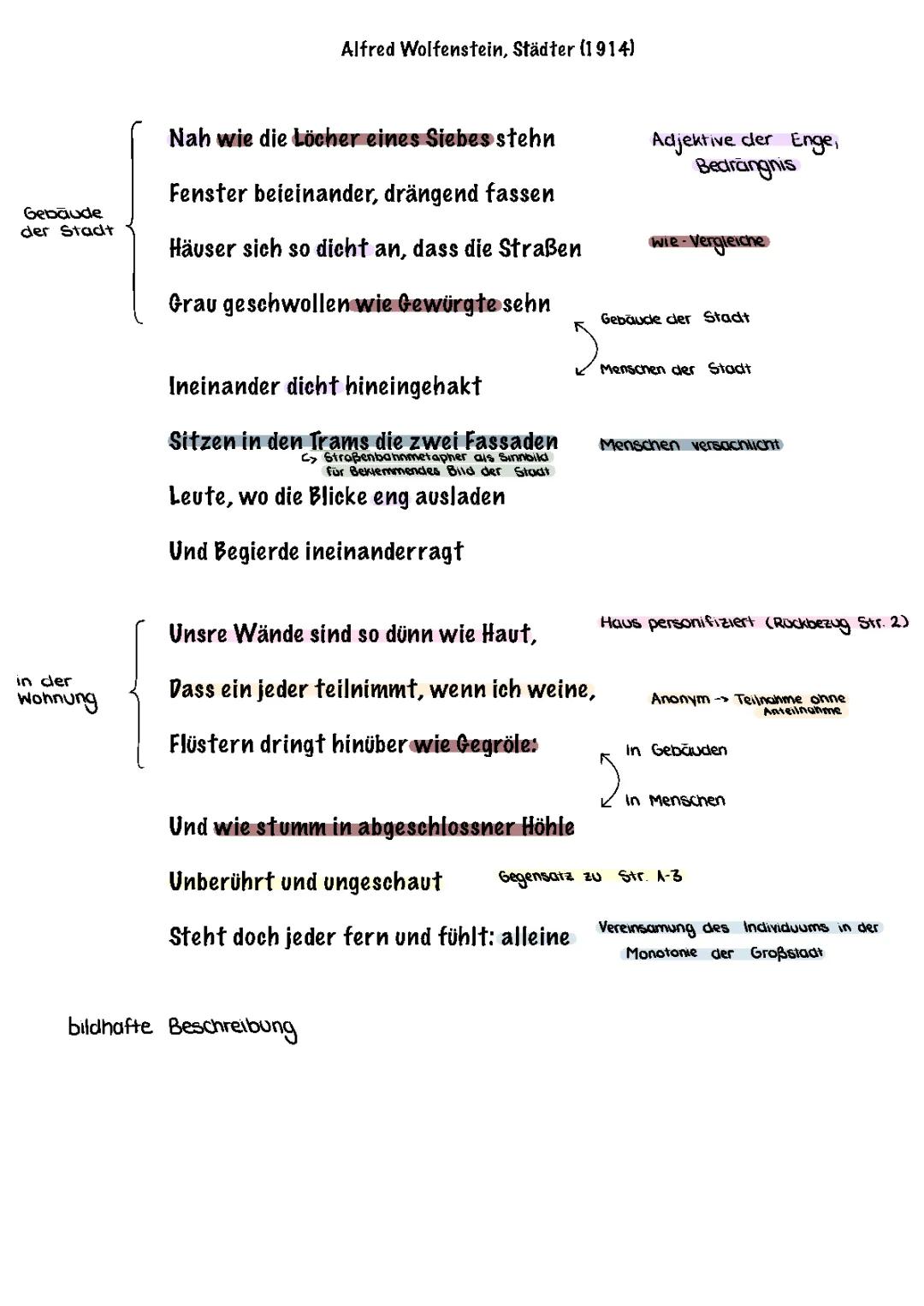 Gedicht - Städter, Alfred Wolfenstein