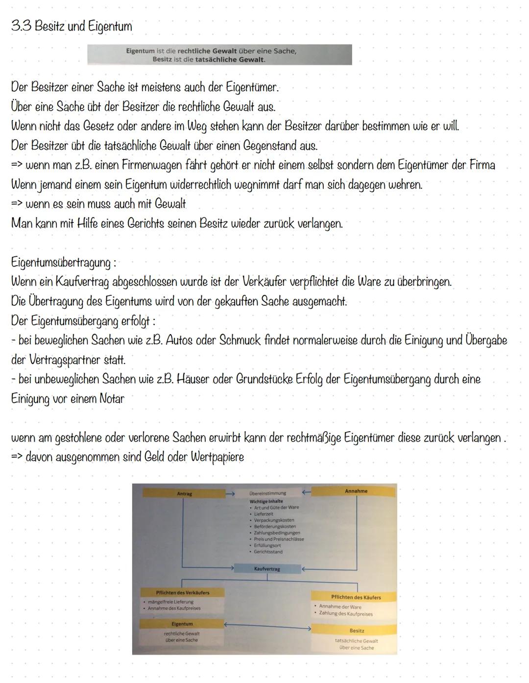 # Kaufvertrag

3.1 Abschluss und Erfüllung des Kaufvertrages

Ein Kaufvertrag entsteht durch mindestens zwei übereinstimmende Willenserkläru