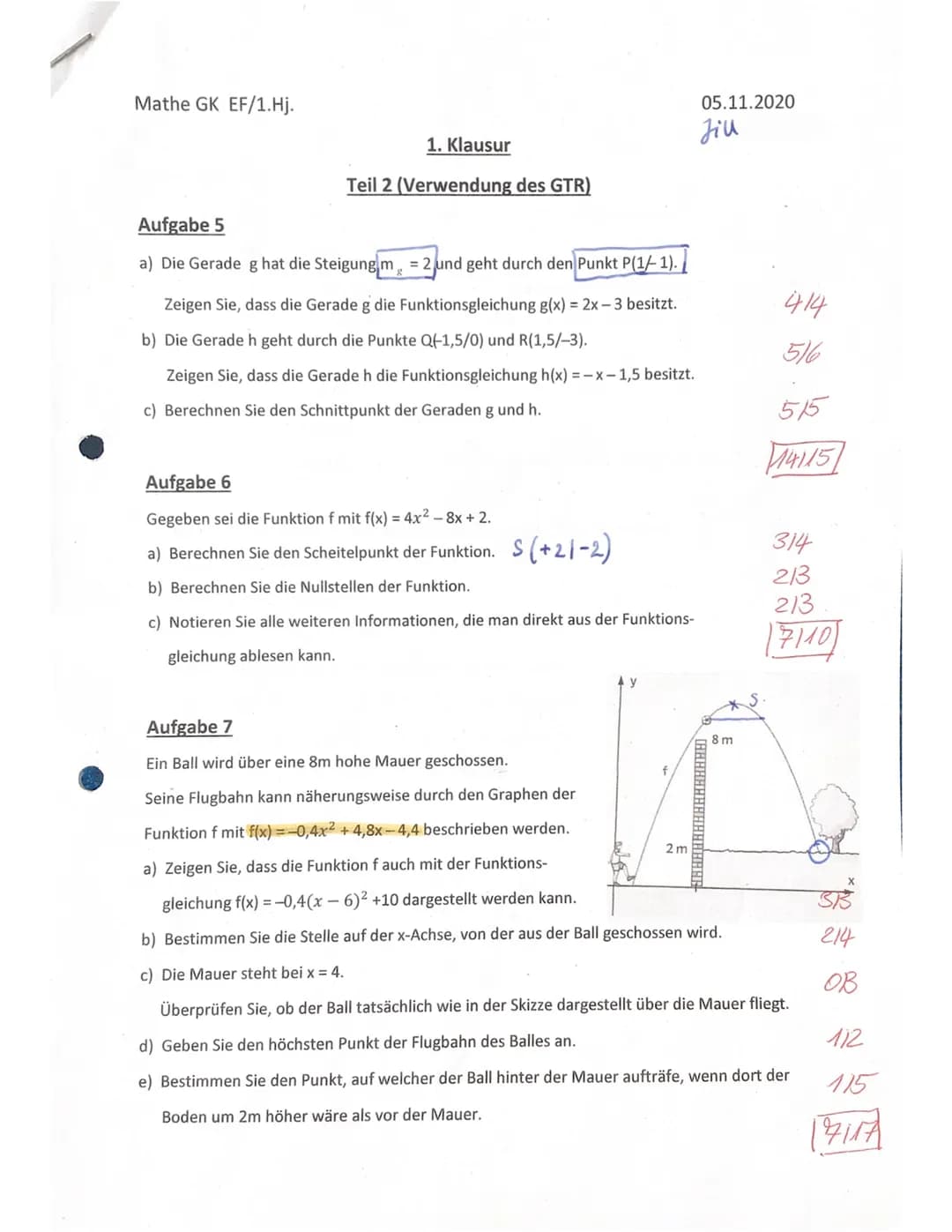 Mathe GK EF/1. Hj.
1. Klausur
Teil 1 (hilfsmittelfreier Teil)
werden kann.
Aufgabe 1
Entscheiden Sie, ob es sich bei den angegebenen Graphen