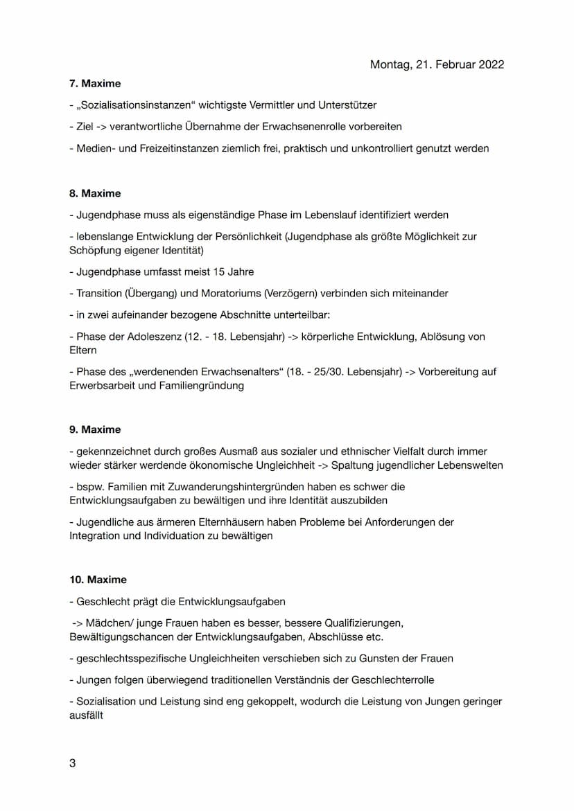 Zehn Maxime der
Jugendforschung
Montag, 21. Februar 2022
sozialisationstheoretischen
1. Maxime
- Wechselspiel von Anlage und Umwelt
- Bildun