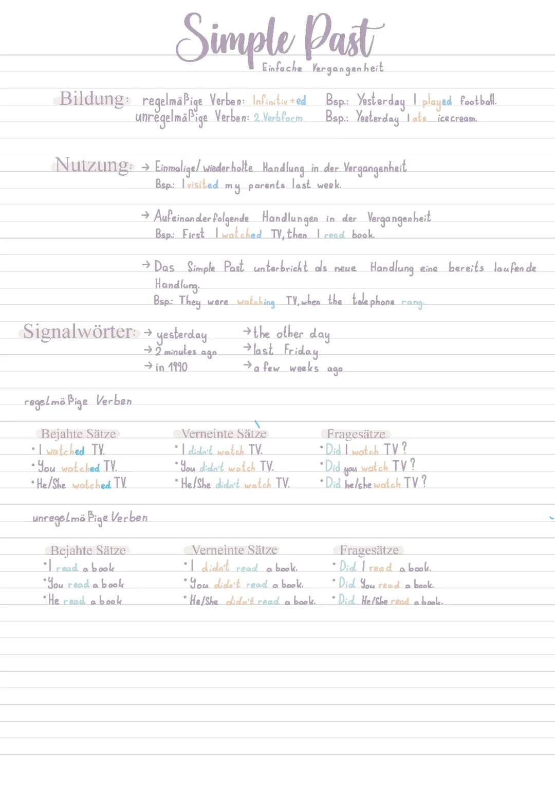 Simple Past, Simple present, present Progressiv