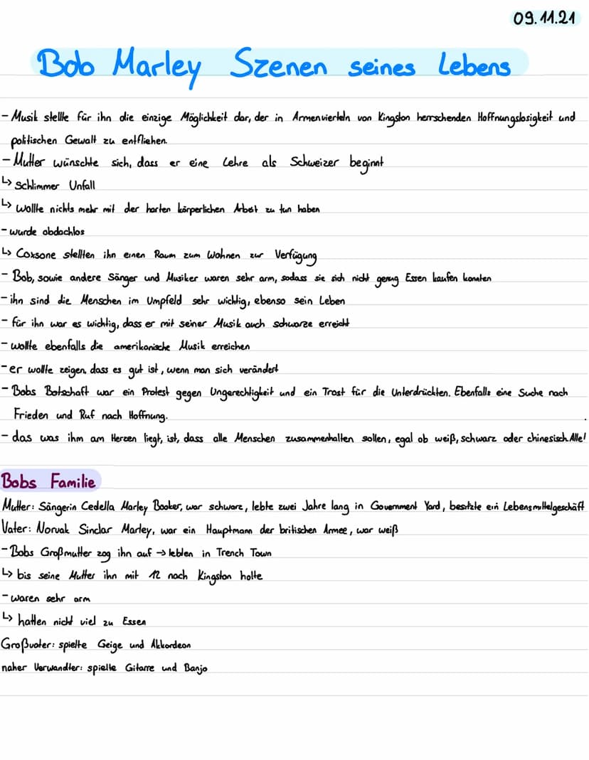 Bob Marley Szenen seines Lebens
Bob Marley
- Name: Robert Nesta Marley
-6. Februar 1945 geboren
brach mit 14 die Schule ab
zog in die Haupts