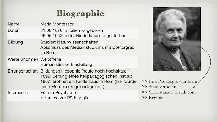 MARIA
MONTESSORI
von
Jenny und Lara ●
●
●
●
●
●
●
●
●
●
●
●
Motto
Biographie
Grundannahmen
Montessori Pädagogik
Voraussetzung des Kindes
Sen