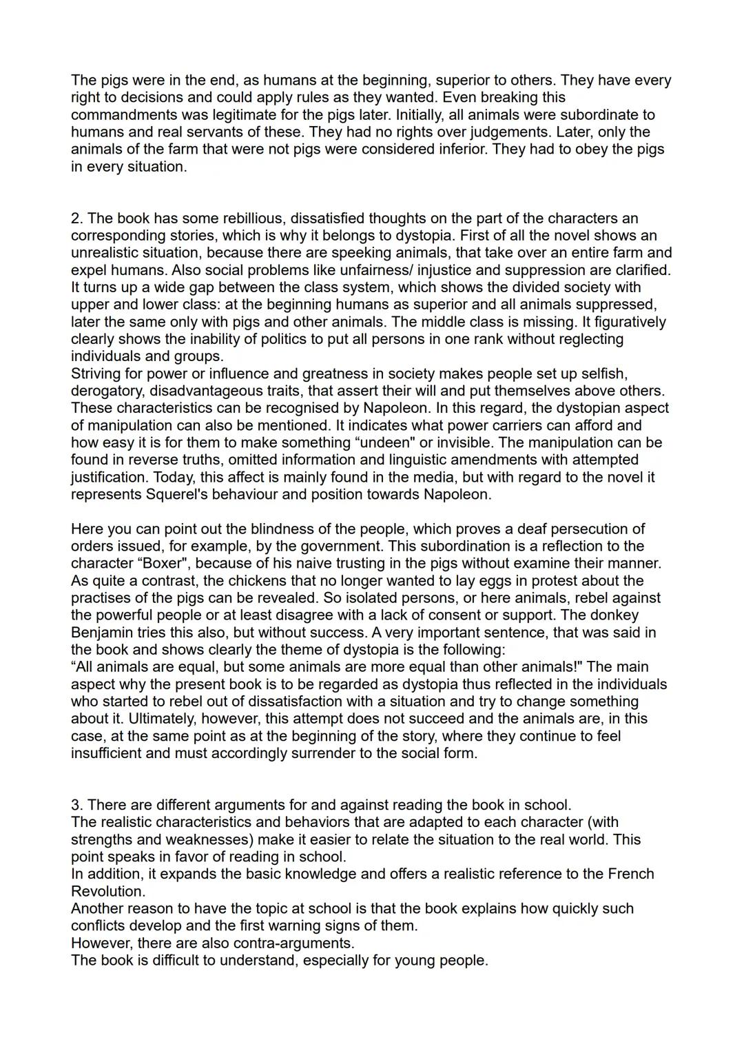 Animal Farm (1945)
In the following we would like to write a text about the fable "Animal Farm" by George
Orwell, from 1945. We focus on the