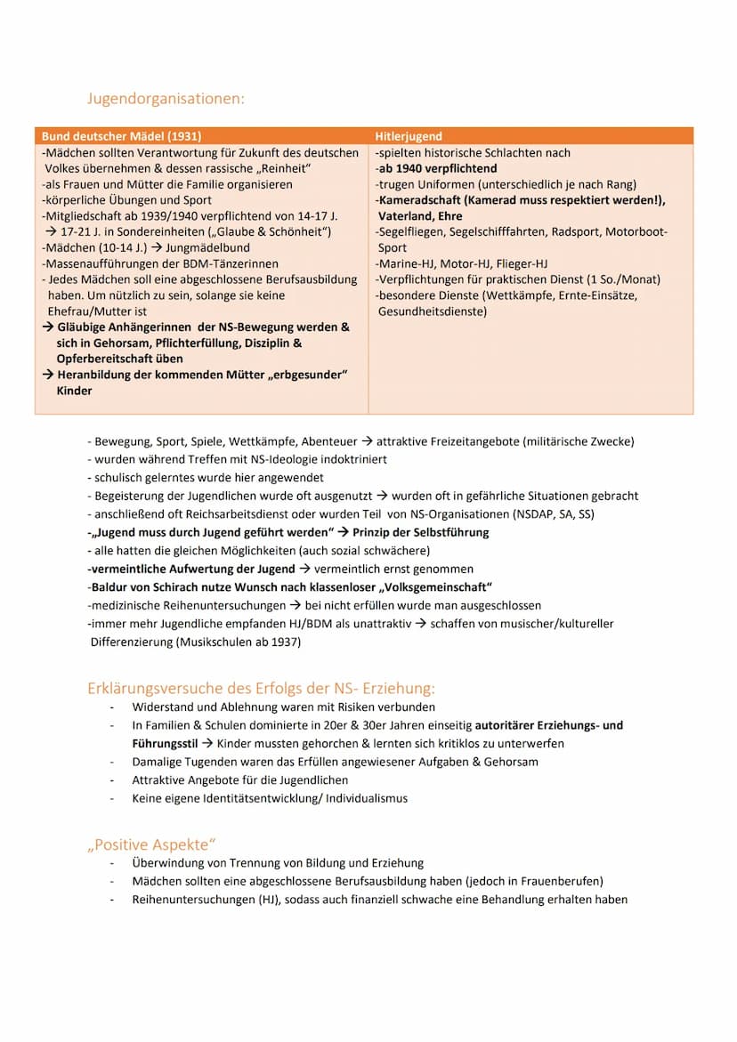 Lernzettel: Erziehung im Nationalsozialismus
Grundprinzipien der NS-Erziehung:
Das Führerprinzip
-werden von Ihresgleichen
angeführt
-Jugend