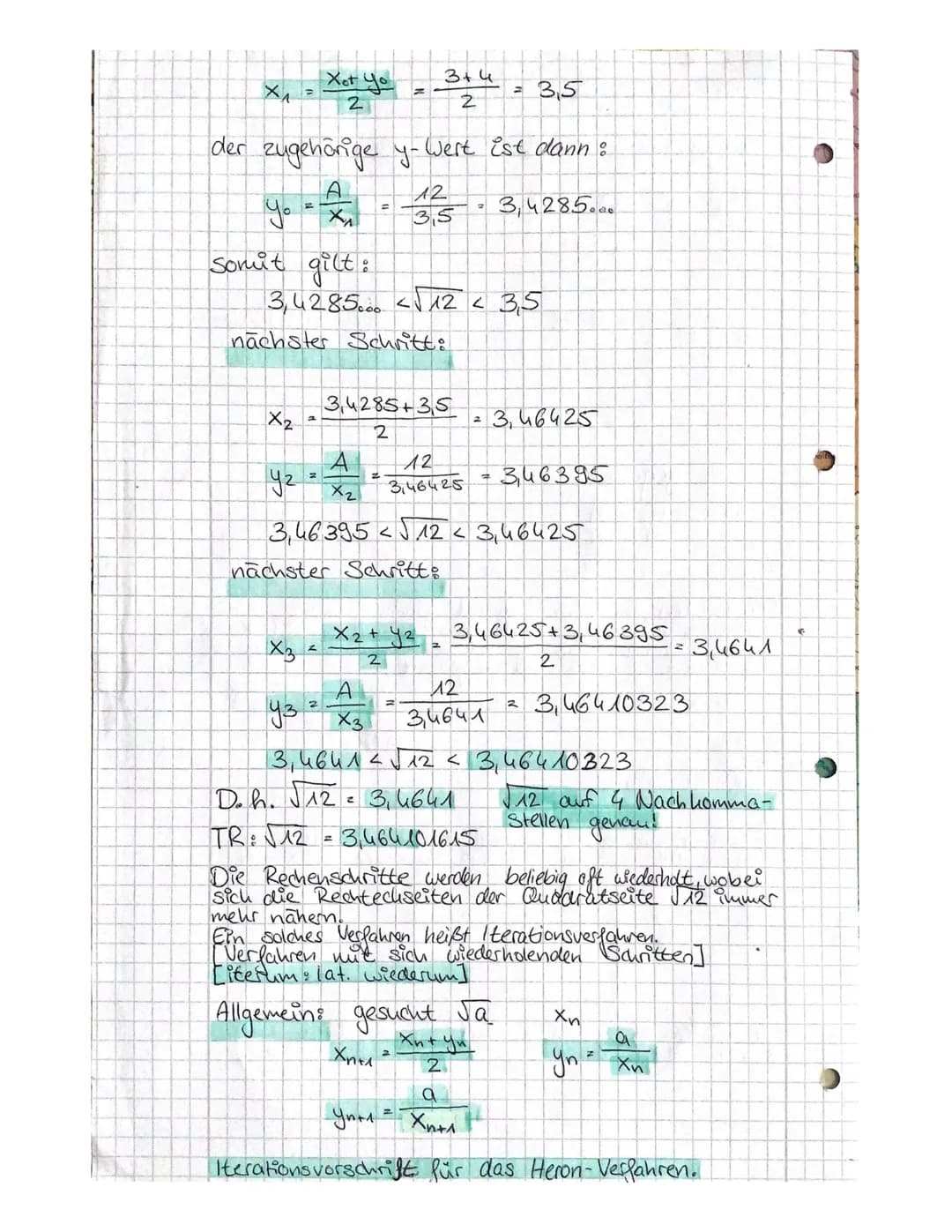 Näherungsweise Berechnung von Quadrat- 25.09.20
wurzeln mit dem Heron- Algorithmus
(Algorithmus & Vorgehensweise, Vorschrift)
Bsp: gesucht √