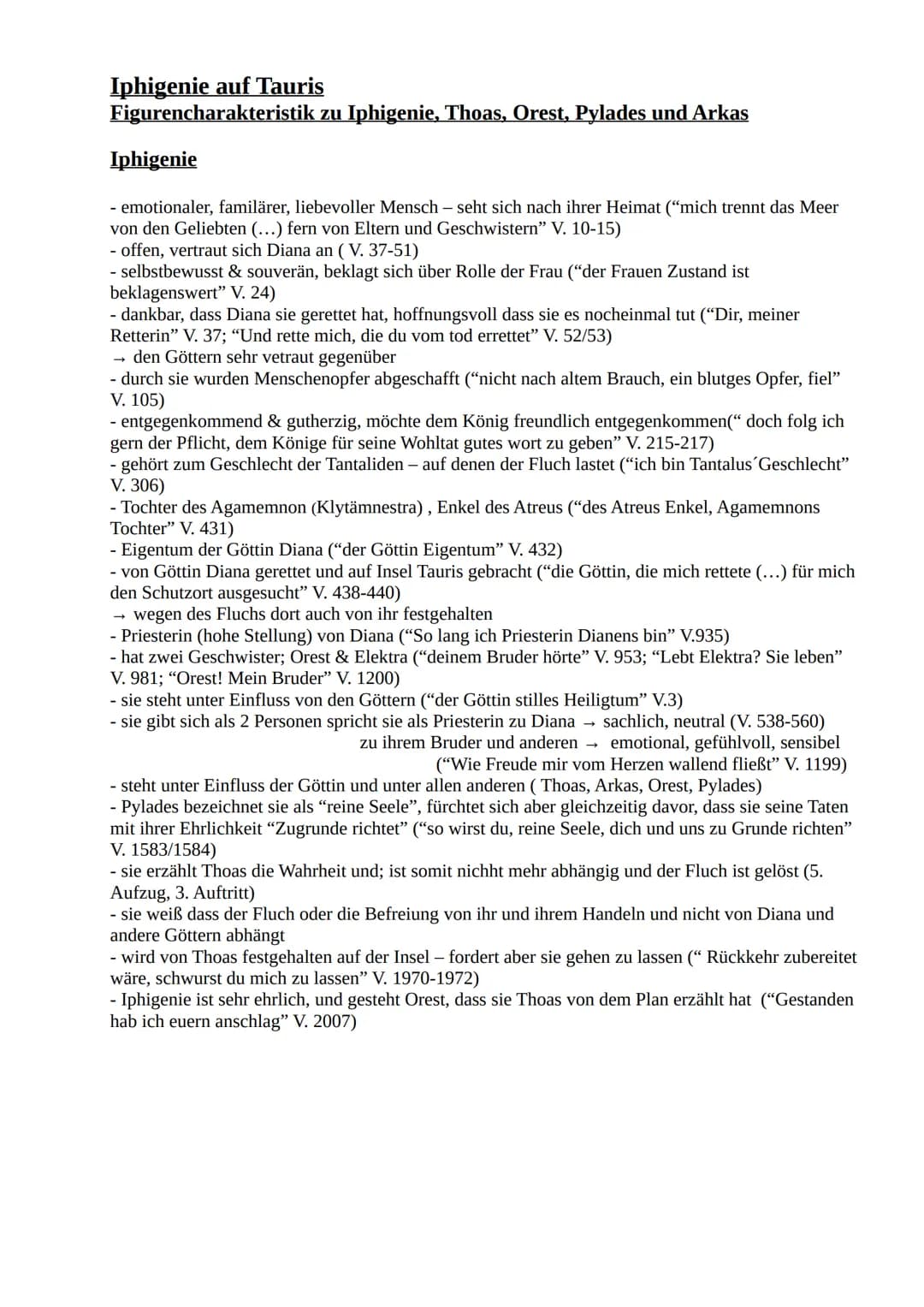 Iphigenie auf Tauris
Figurencharakteristik zu Iphigenie, Thoas, Orest, Pylades und Arkas
Iphigenie
- emotionaler, familärer, liebevoller Men