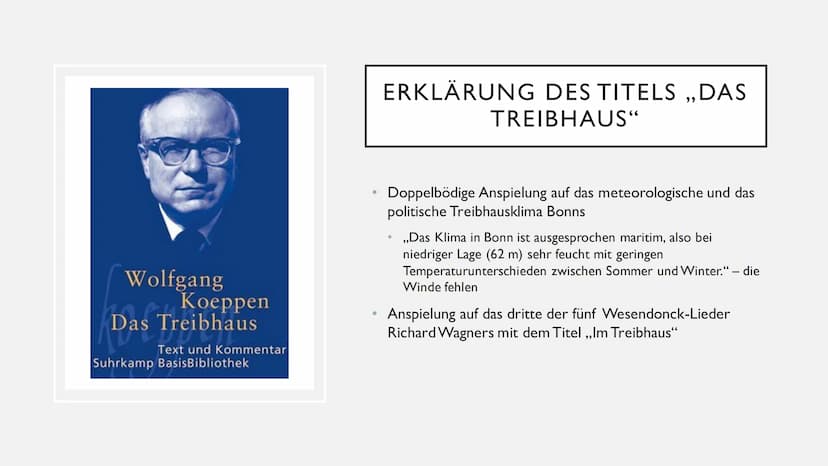 Erwartungshorizont
Thomas Buck, Larissa Wiegel Q12
Inhaltlich:
Frost-Forestier
● Wecker klingelt
● Vögel zwitschern
- Das Treibhaus
Er steht