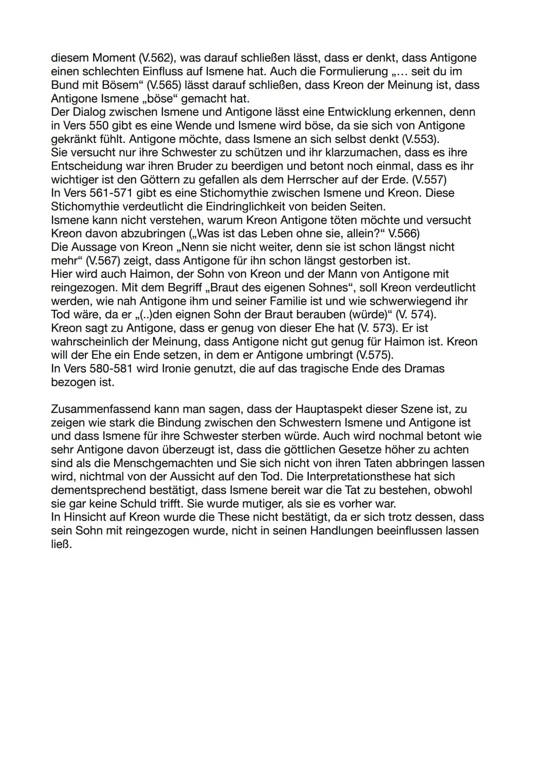 Dramenszenenanalyse
Das Drama ,,Antigone wurde erstmals 442 v. Chr. Von Sophokles verfasst und
stammt somit aus der Antike. Es handelt vom K