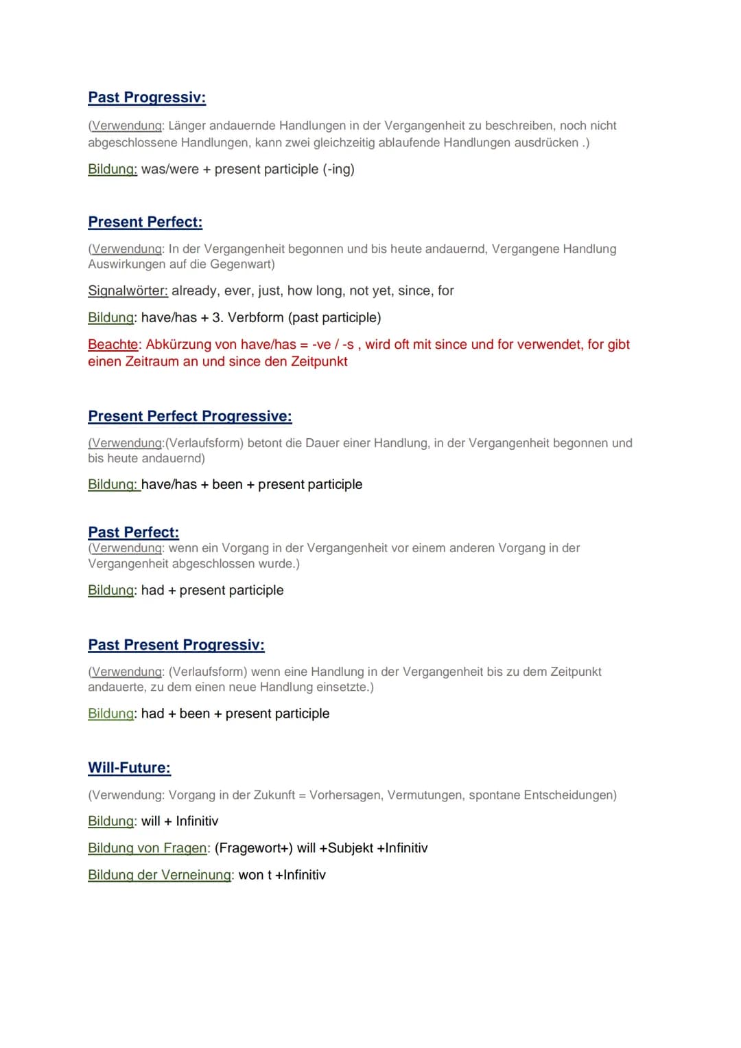 Zeitformen - Englisch
Simple Present:
(Verwendung: Tätigkeiten (gewohnheitsgemäßigte/ häufig ausführend), Allgemeine Aussagen)
Signalwörter: