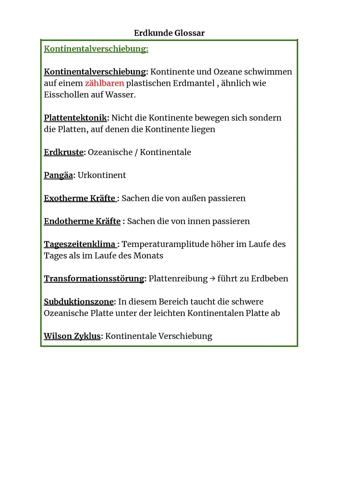 Erdkunde Glossar