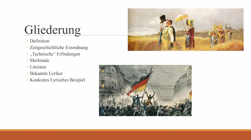 Literatur
• Die Menschen der Biedermeierzeit hatten kein Interesse an politischen Schriften. Literatur sollte
ästhetisch sein und sich in da
