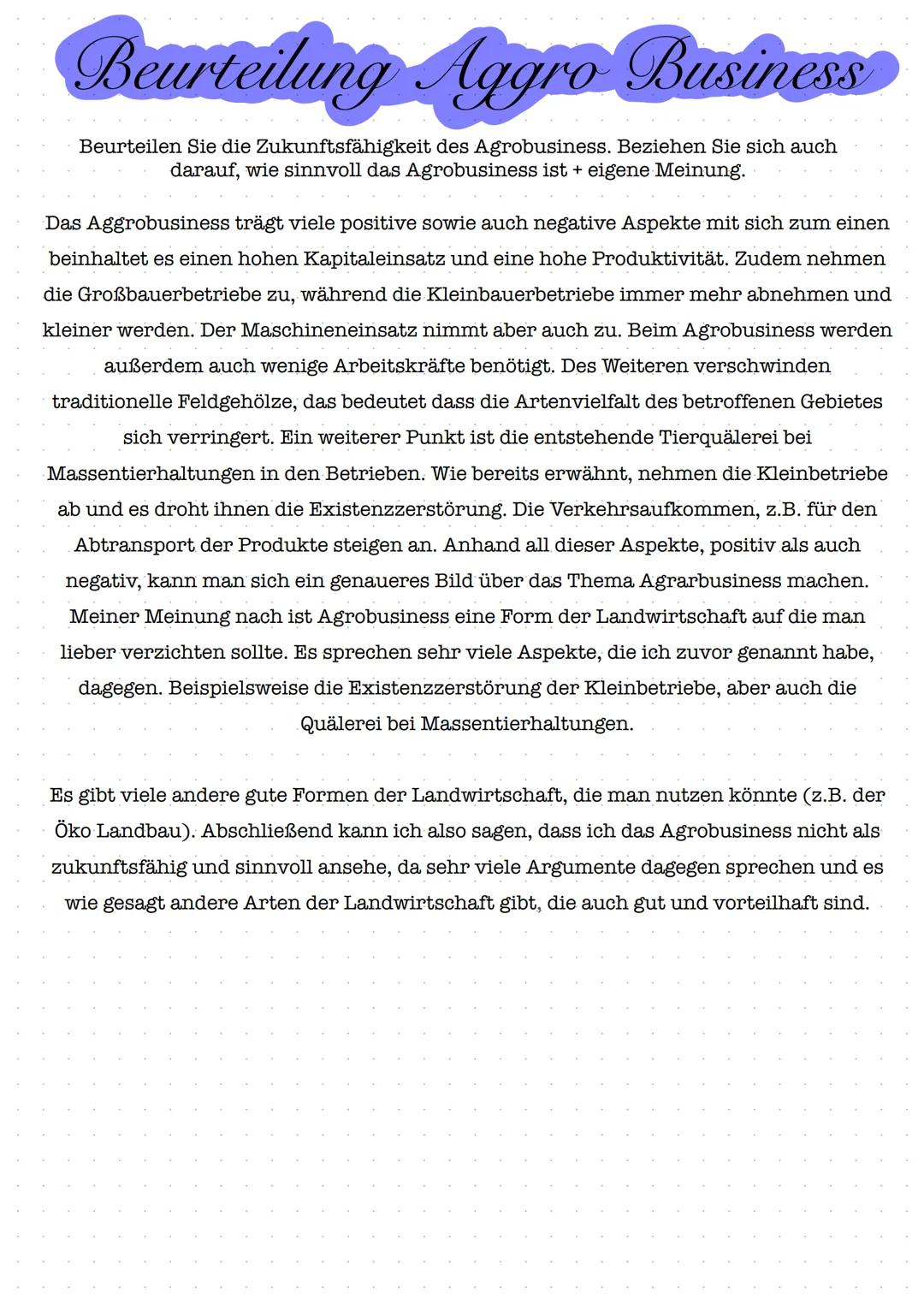 Inhaltsangabe
- Operatoren
- Landwirtschaftliche Strukturen in verschiedenen Klima- und
Vegetationszonen; Landwirtschaftliche Produktion in 