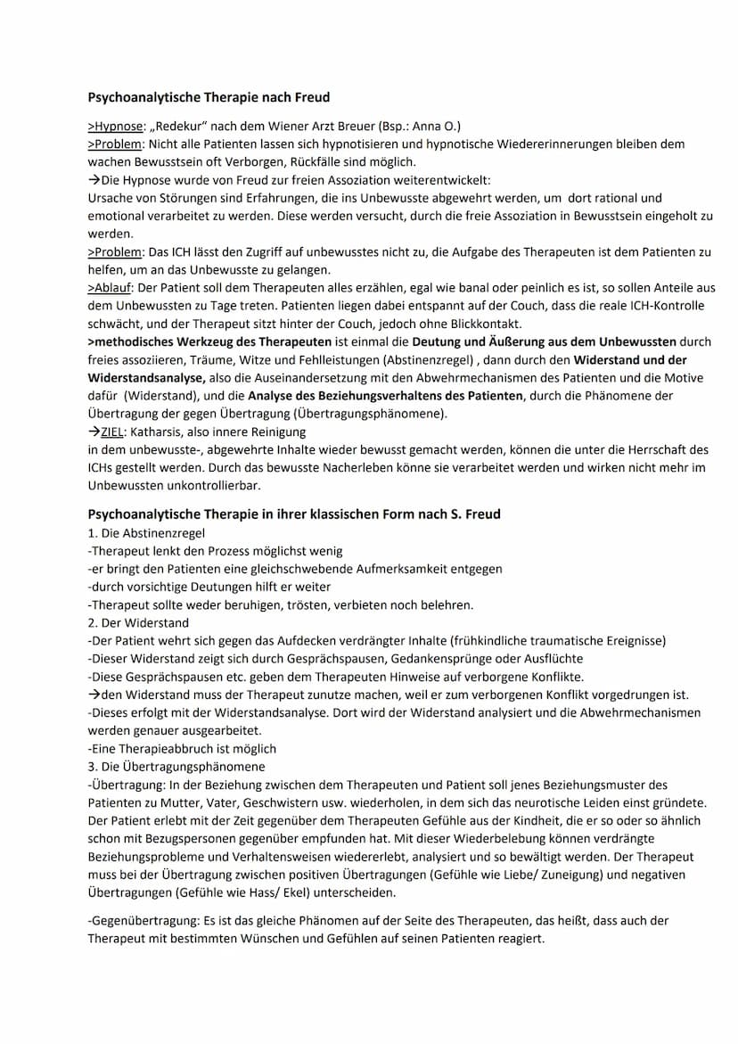 Sigmund Freud
Psychoanalyse:
→Zerlegung der Seele, Untersuchung bzw. Enträtselung der Seele
→psychologische Theorie, psychotherapeutische Be