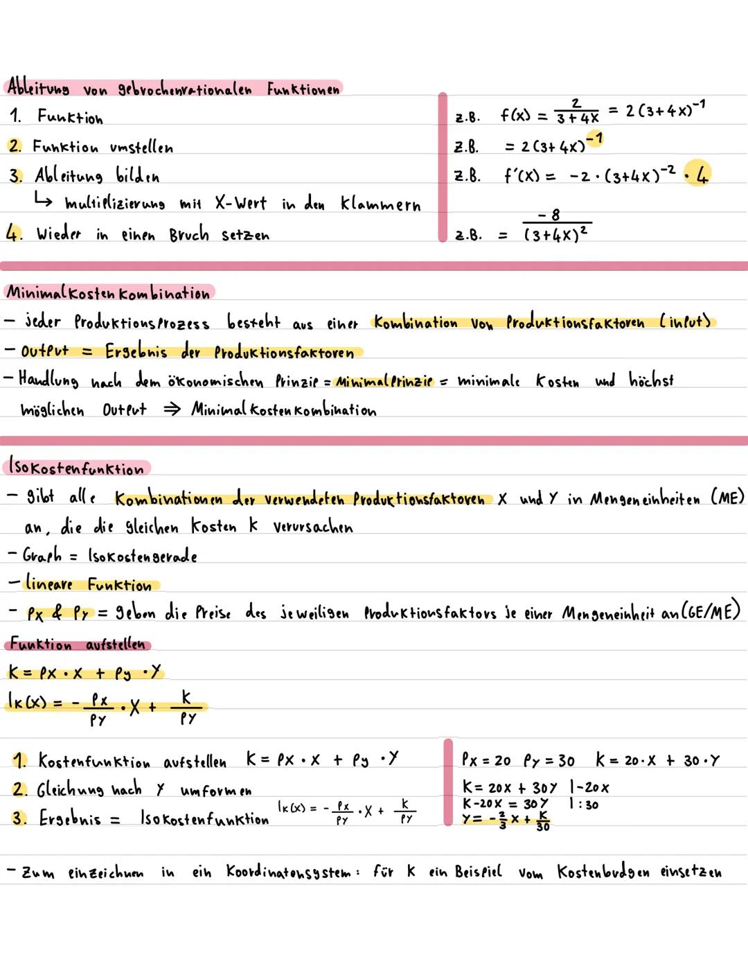Klausur
mache
Inhalt
Minimalkosten kombination
· Ableitung von gebrochenvationalen Funktionen
- Tangente, Passante, Sekante & Ik-Sekante, IK