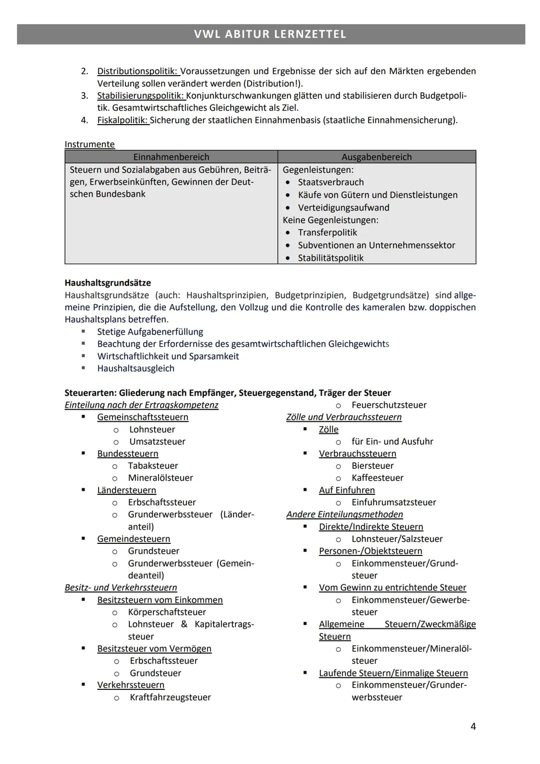 VWL ABITUR LERNZETTEL
Lerngebiet 4: Grundlagen der Wirtschaftspolitik
Konjunkturbegriff
Die in gewisser Regelmäßigkeit auftretenden mehrjähr