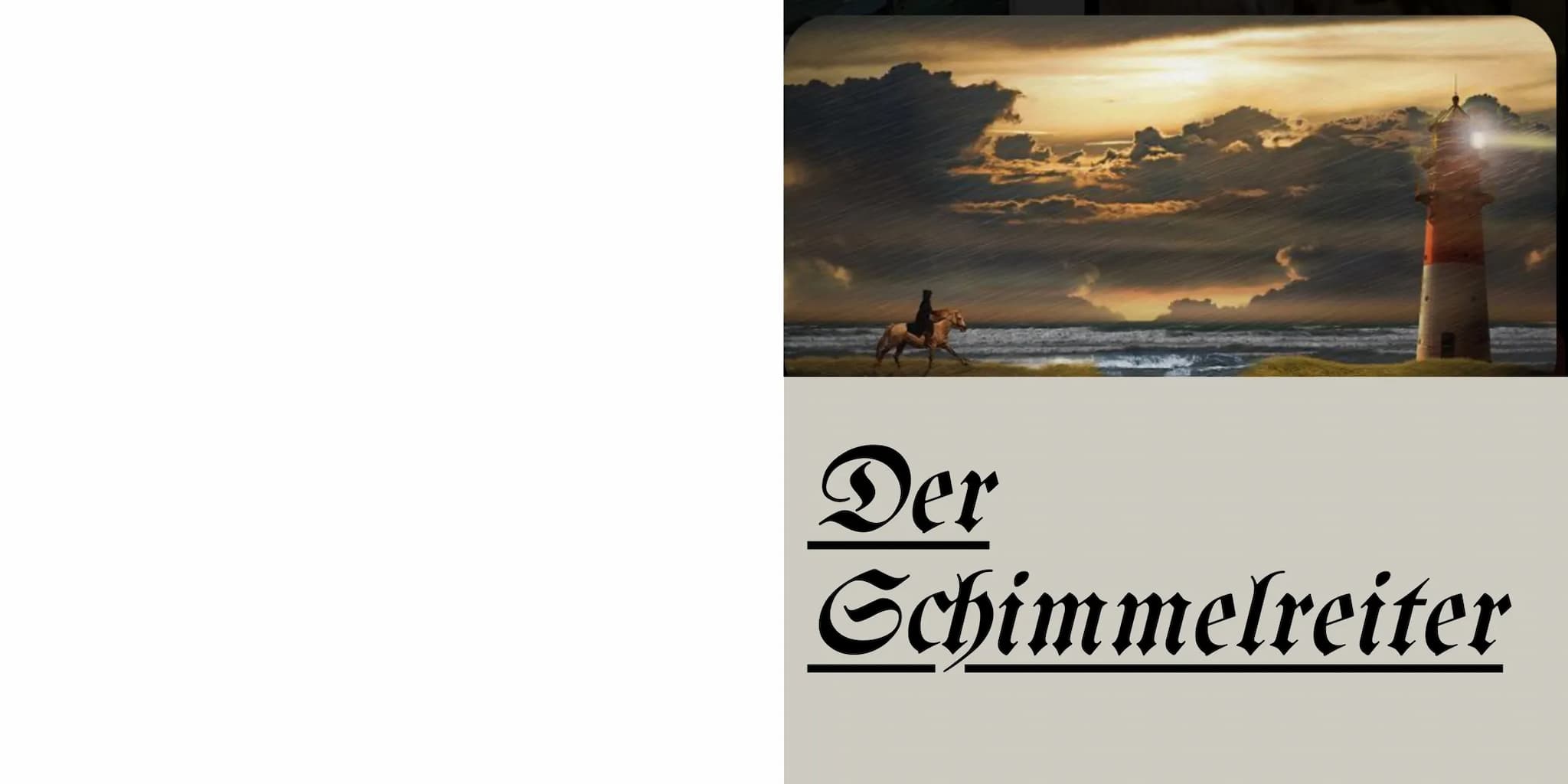 Der
Schimmelreiter Inhaltsangabe
In der Novelle „Der Schimmelreiter "von Theoder Storm, die im Jahr 1888 erscheint, geht es um Hauke Haien. 