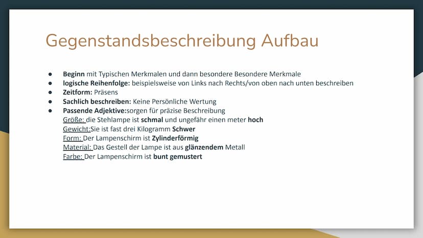 Personen, Gegenstände
und Wege beschreiben Teile der Personenbeschreibung
● Allgemeine angaben zur Person
Name, Geschlecht und Alter
Aussehe