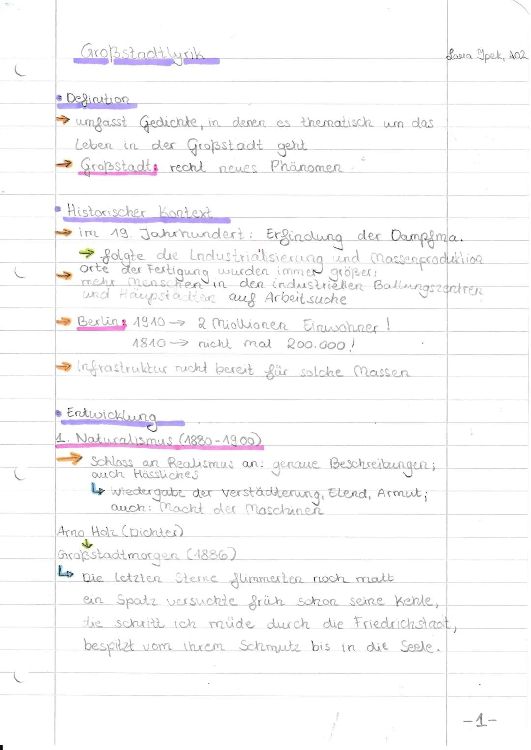 Großstadtlyrik

Beschreibung: Am Umbruch zum 20. Jahrhundert
hatten sich die Menschen zuvor nicht
gekannten Problemen zu stellen: Der stetig