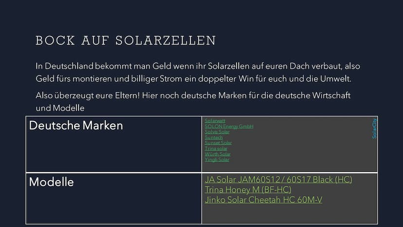SolarCity
SOLARZELLE
Gursharan
Physik
9A ÜBERSICHT
1. Aufbau Technisch
2. Aufbau Material
3. Erklärung
4. Arten als Bsp. AUFBAU
Technischer 