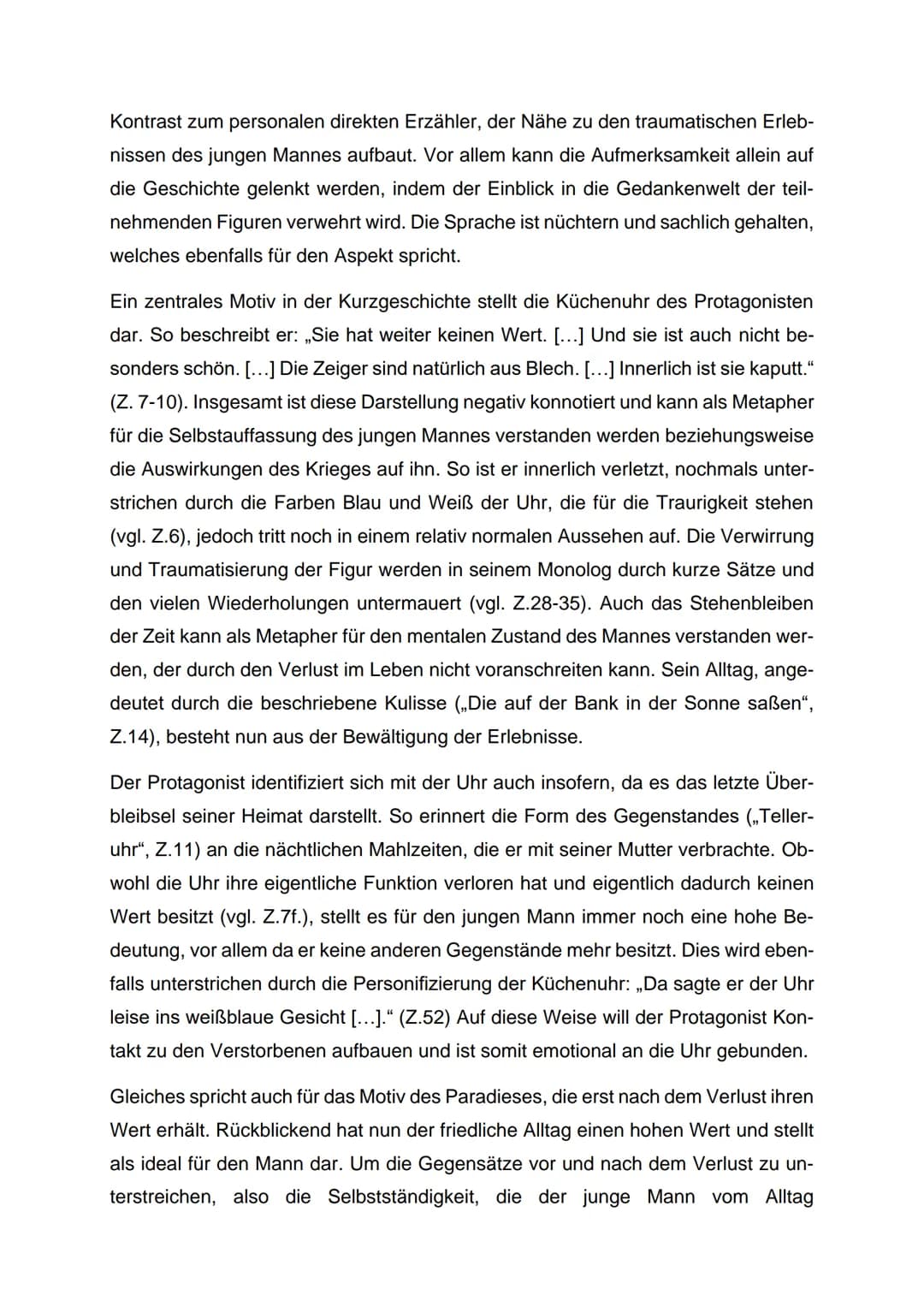 Textanalyse und -interpretation: ,,Die Küchenuhr" (1949) - Wolfgang Bor-
chert
,,Die Küchenuhr" ist eine Kurzgeschichte von Wolfgang Borcher