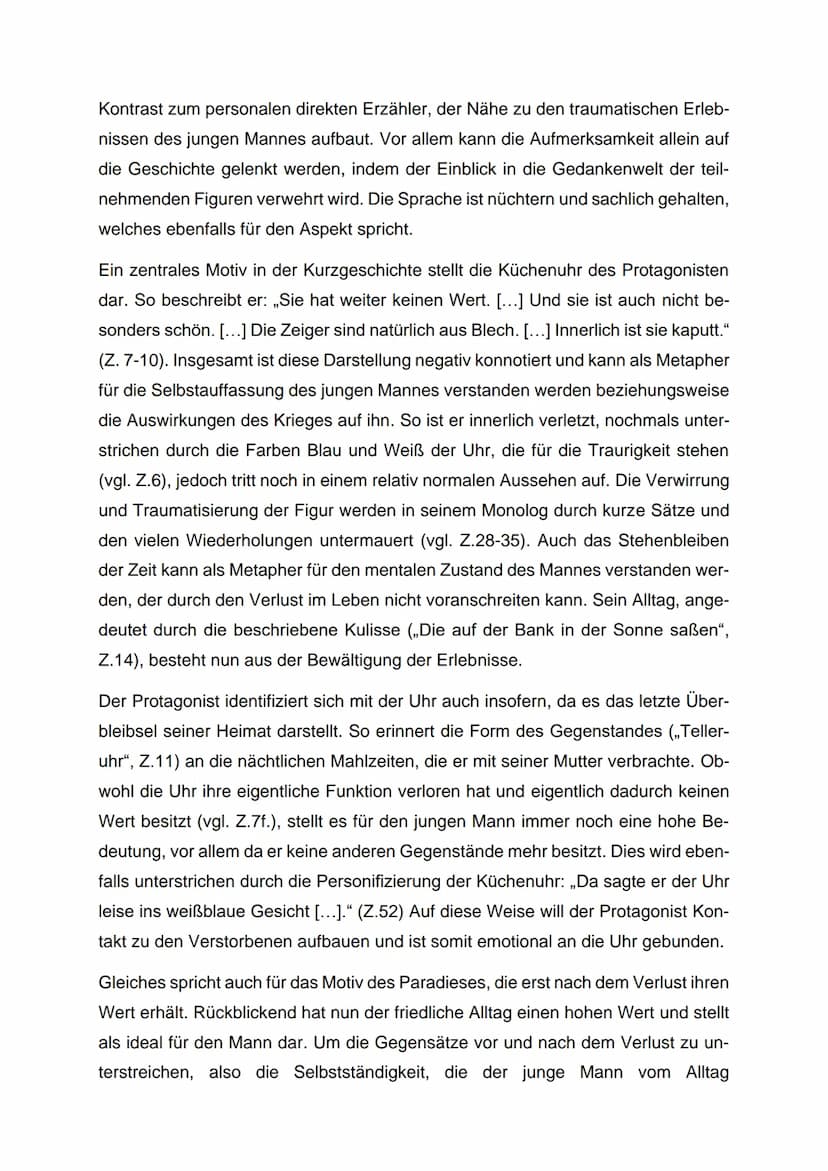 Textanalyse und -interpretation: ,,Die Küchenuhr" (1949) - Wolfgang Bor-
chert
,,Die Küchenuhr" ist eine Kurzgeschichte von Wolfgang Borcher