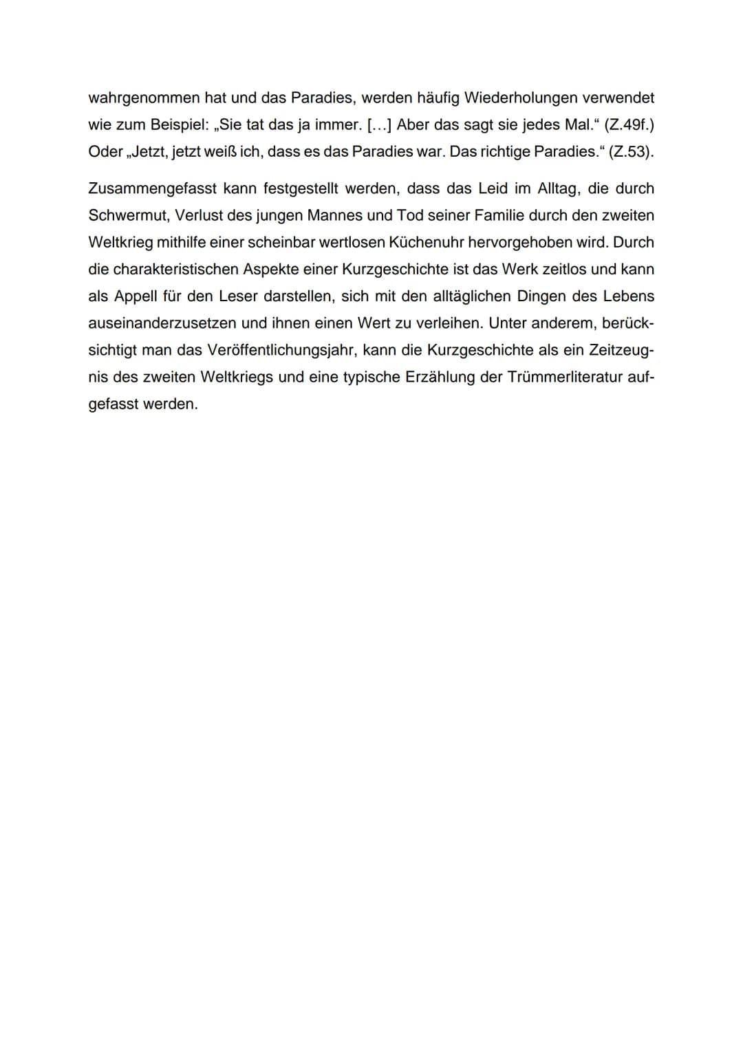 Textanalyse und -interpretation: ,,Die Küchenuhr" (1949) - Wolfgang Bor-
chert
,,Die Küchenuhr" ist eine Kurzgeschichte von Wolfgang Borcher