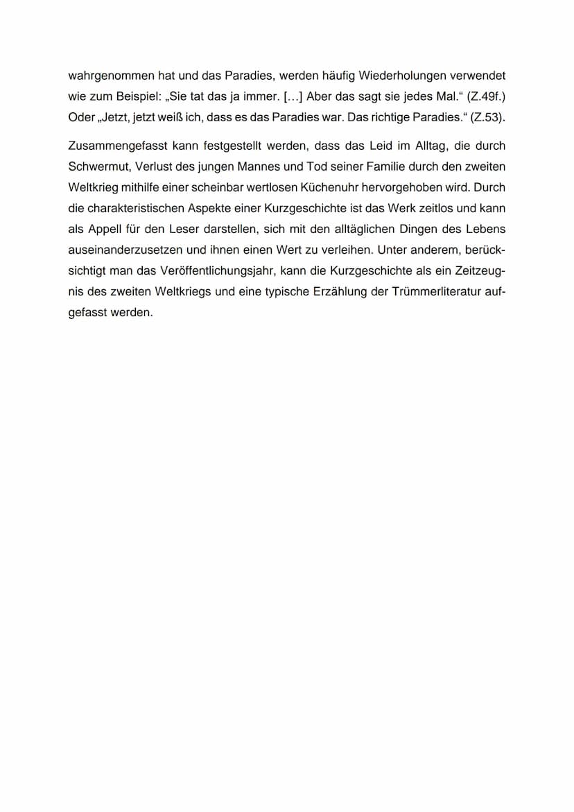 Textanalyse und -interpretation: ,,Die Küchenuhr" (1949) - Wolfgang Bor-
chert
,,Die Küchenuhr" ist eine Kurzgeschichte von Wolfgang Borcher