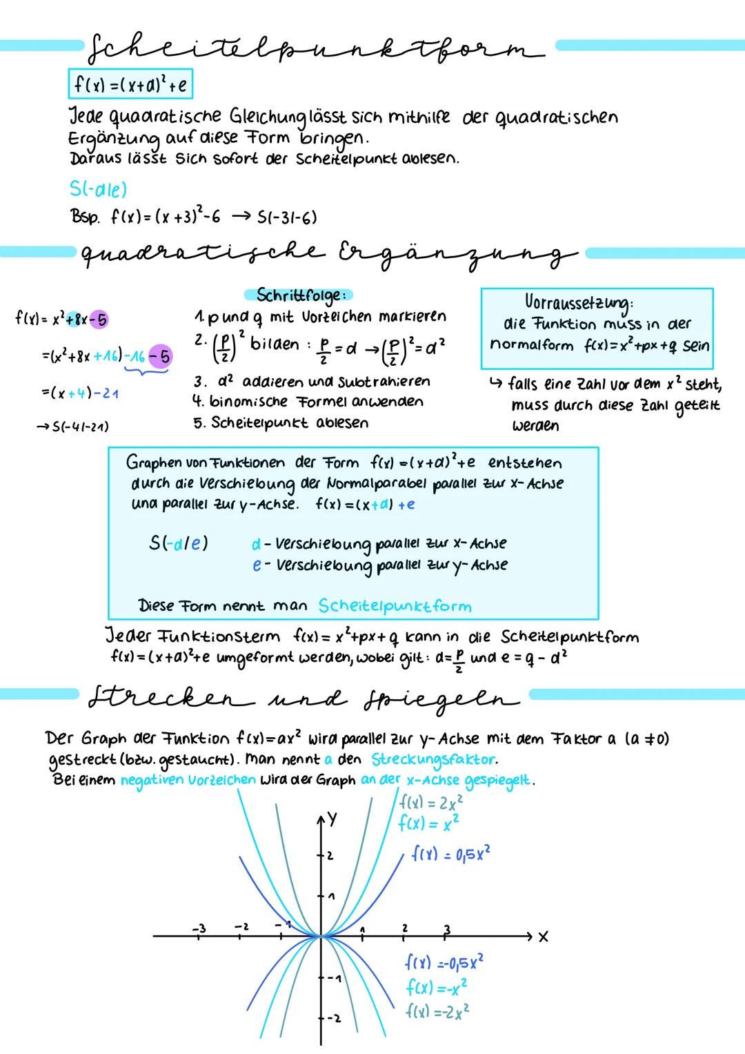 Quadratische Funktione
Eine Zuordnung der allgemeinen Form f(x)= ax²+bx+c (a‡o)
heißt quadratische Funktion.
Graph:
Auswirk
f(x) = x² + 1
34