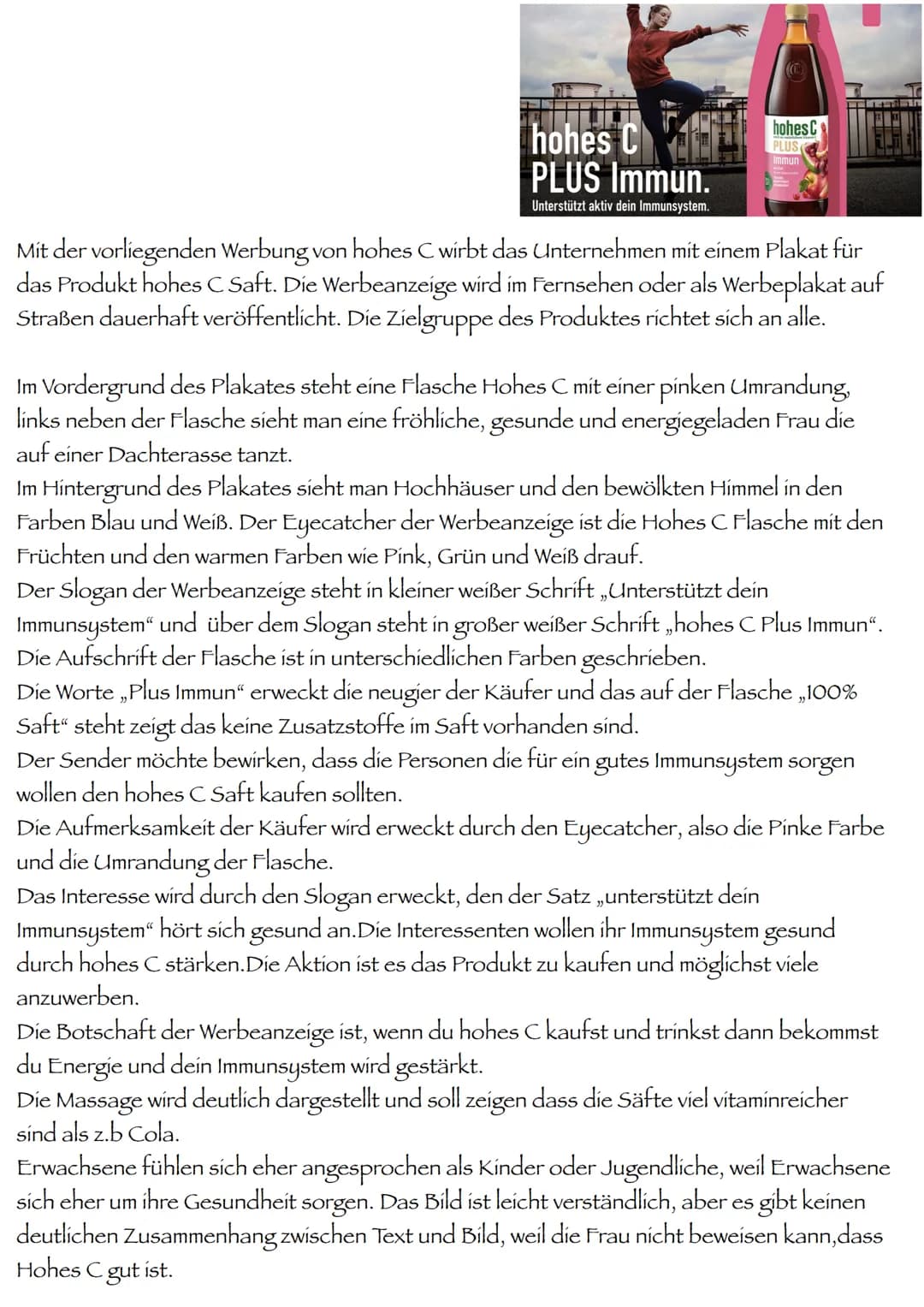 hohes C
PLUS Immun.
Unterstützt aktiv dein Immunsystem.
(
hohes C
PLUS
Immun
FEMIN
Mit der vorliegenden Werbung v von hohes C wirbt das Unte