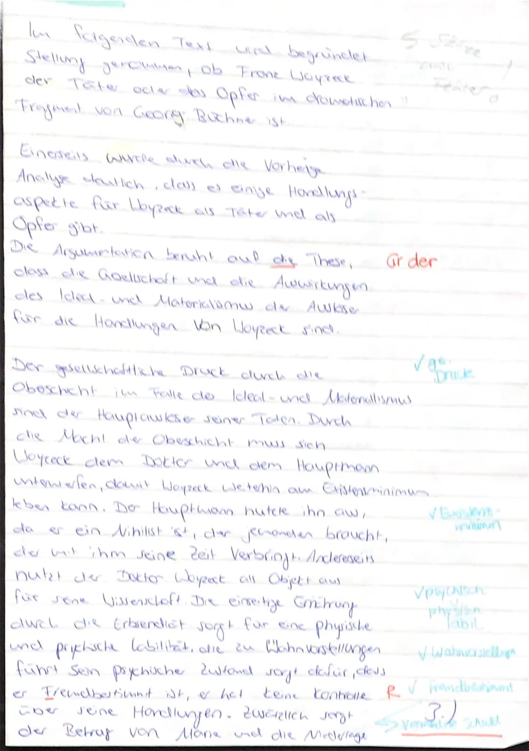 10:30
DEU 12.1 URB
Name:
Angelina
Klausur Nr.2: Woyzeck - Opfer oder Täter?
Klausur Nr. 2
mehrerc + Textbelege
✓
1. Arbeite die Hauptaussage