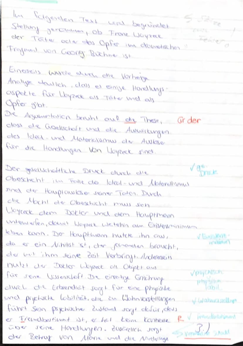 10:30
DEU 12.1 URB
Name:
Angelina
Klausur Nr.2: Woyzeck - Opfer oder Täter?
Klausur Nr. 2
mehrerc + Textbelege
✓
1. Arbeite die Hauptaussage
